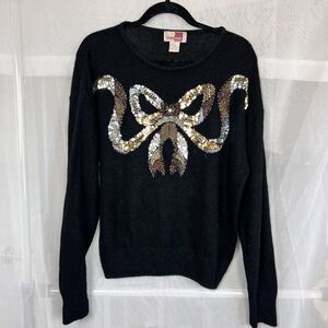 Vintage Sheridan Square silk angora blend sweater bow embellishment LG coquette